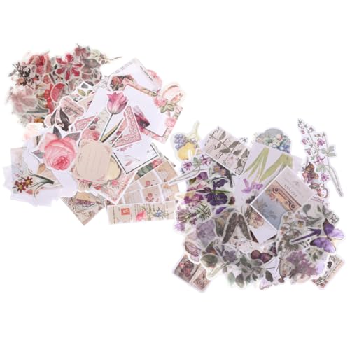 HAPINARY Vintage Pflanzen Blumen Aufkleber Set Selbstklebend Scrapbook Papier DIY Hintergrund Dekoration für Fotoalben Grußkarten Geschenkverpackung Handarbeit von HAPINARY