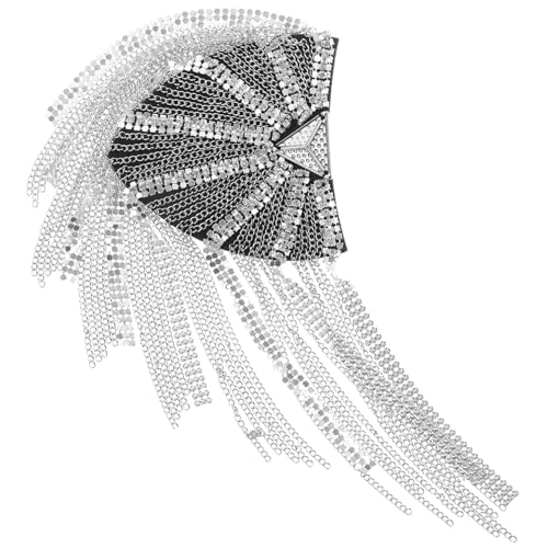 HAPINARY Vintage Quaste Schulterklappen Damen Silberfarbene Metall Epauletten mit Strass Stilvolle Schulterabzeichen für Hochzeiten Partys Stilvolle Retro Schmuck Accessoires von HAPINARY