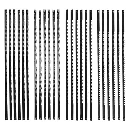 HAPPOW 24 Stück Dekupiersägeblätter,127mm Laubsägeblätter mit 10/15/18/24 Zähne, Karbonstahl Laubsägeblätter rund, Dekupiersägeblätter rund mit Stift, für Holz, Kunststoff, Schaumstoff,Weiches Metall von HAPPOW