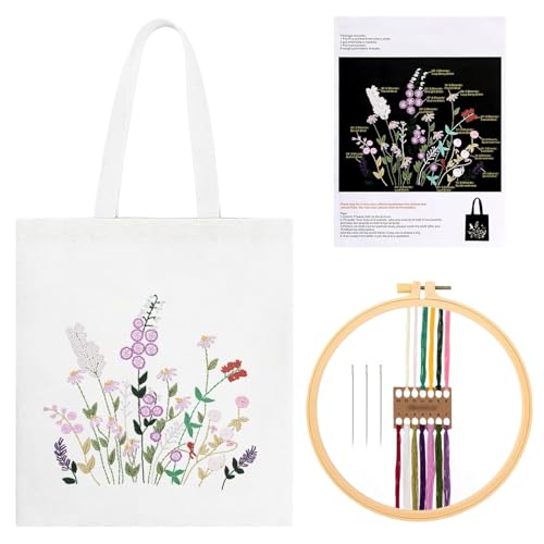 HAPPOW DIY Canvas Tasche Stickerei Set, Canvas Tote Bag, Floral Muster Stickset für Erwachsene Anfänger, Inklusive Stickwerkzeuge Embroidery Kit, Craft Starter Kit für individuelle Gestaltung(Weiß) HAPPOW DIY Canvas Tasche Stickerei Set, Canvas Tote Bag, Floral Muster Stickset für Erwachsene Anfänger, Inklusive Stickwerkzeuge Embroidery Kit, Craft Starter Kit für individuelle Gestaltung(Weiß) von HAPPOW