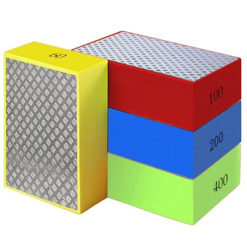 HAPPOW Diamant-Handpolierpads, Diamant-Schleifblöcke 60# 100# 200# 400#, Schleifpapierschwamm Handschleifpads für Fliesen, Glas, Granit, Marmor, Keramik, 4 Stück HAPPOW Diamant-Handpolierpads, Diamant-Schleifblöcke 60# 100# 200# 400#, Schleifpapierschwamm Handschleifpads für Fliesen, Glas, Granit, Marmor, Keramik, 4 Stück von HAPPOW
