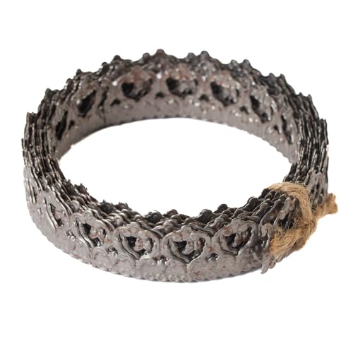 Dekorative Metallband-Bordüre, 3 m Rolle, flexibles Ausschnittmuster für DIY-Projekte (Silber, 2,2 cm Vintage-Spitze) von HAPPY DEALS ~