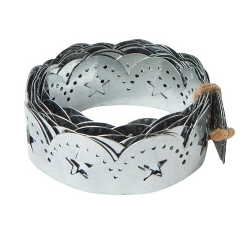 Dekorative Metallbordüre, 3 Stück, 99,1 cm Streifen, flexibles Ausschnittmuster für DIY-Projekte (Silber, 3,8 cm rustikaler Stern) von HAPPY DEALS ~