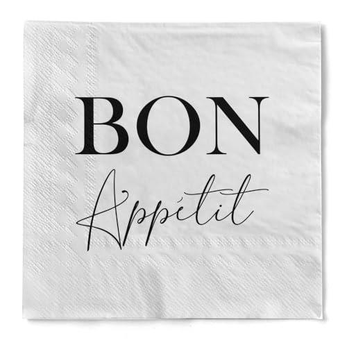 HAPPY PAPER Serviette "Bon appetit" aus Tissue 3-lagig, Einweg Papierserviette ideal für Restaurants, Bistros und Familienessen, 33 x 33 cm, 20 Stück HAPPY PAPER Serviette "Bon appetit" aus Tissue 3-lagig, Einweg Papierserviette ideal für Restaurants, Bistros und Familienessen, 33 x 33 cm, 20 Stück von HAPPY PAPER