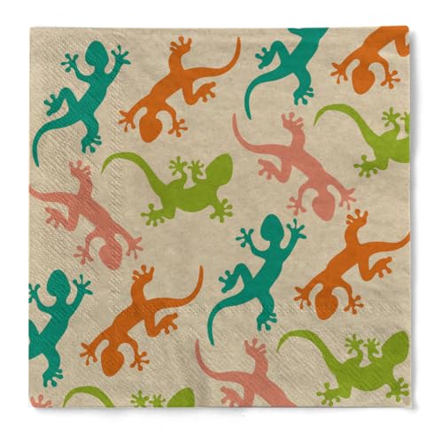 HAPPY PAPER Serviette "Salamander" in Beige aus Tissue 3-lagig, Einwegserviette ideal für Geburtstage & Sommerpartys, Papierserviette 33 x 33 cm, 20 Stück HAPPY PAPER Serviette "Salamander" in Beige aus Tissue 3-lagig, Einwegserviette ideal für Geburtstage & Sommerpartys, Papierserviette 33 x 33 cm, 20 Stück von HAPPY PAPER
