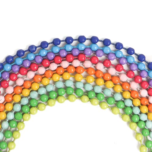 HAPY SHOP Kugelketten-Schlüsselanhänger, 120 mm, Kugelkettenverbinder, 2,4 mm Durchmesser, Hundemarkenketten, Schlüsselanhänger, Schmuckherstellungszubehör (10 Farben) von HAPY SHOP