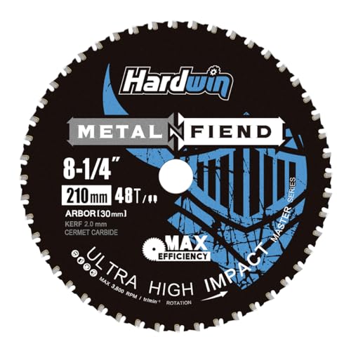 HARDWIN Kreissägeblatt für Metall 210mm (48 Zähne) – Keramik-Schneidplatten auf Premium-Stahl – Kühlschneiden mit wenig Funken – Für Edelstahl/Alu – Kompatibel mit Bosch/Makita von HARDWIN