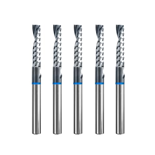 Hardwin Aluminium Einfluter CNC-Fräser 4mm Schaft×15mm Schneide×45mm Länge - Einkantsfräser für Alulegierungen - 5 Stück (4×15×45mm) von HARDWIN