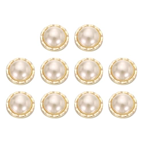 HARFINGTON 10 Stück 24L Gold Kunstperlen Knöpfe 15 mm 5/8 Zoll Kunststoff Runde Nähknopf Ersatz Handwerk Verschluss für Mäntel Kleidung DIY Dekoration Handwerk #13 von HARFINGTON