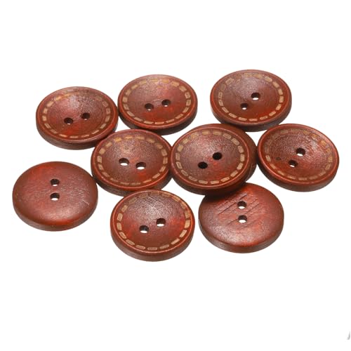 HARFINGTON 10 Stück 36L Holzknöpfe zum Nähen, 23 mm, 2 Löcher, runde Holzknöpfe zum Nähen, Kleidung, Kissen, Basteln, Dekoration, Rotbraun von HARFINGTON