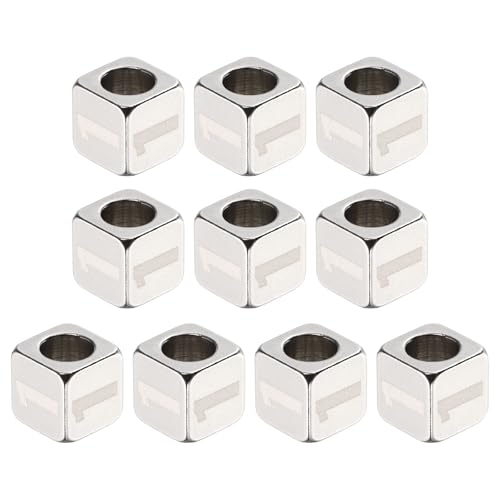 HARFINGTON 10 Stück Edelstahl-Zahlenperlen, Zahl 1, Würfel, Silber, Metallic, groß, quadratisch, Metallwürfel, Perlen für Schmuck, Armbänder, Halsketten, Ohrringe HARFINGTON 10 Stück Edelstahl-Zahlenperlen, Zahl 1, Würfel, Silber, Metallic, groß, quadratisch, Metallwürfel, Perlen für Schmuck, Armbänder, Halsketten, Ohrringe von HARFINGTON