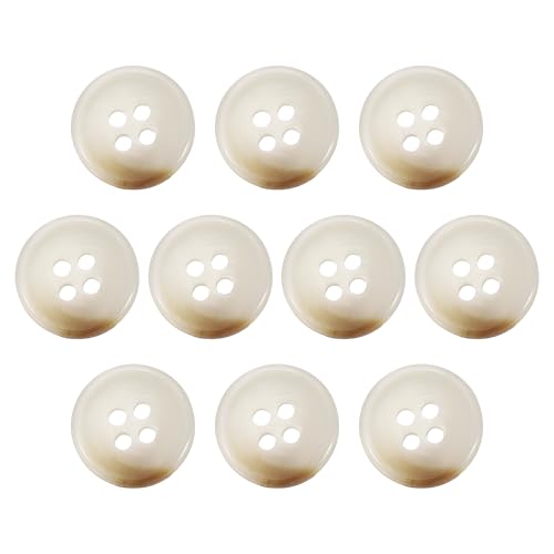 HARFINGTON 10 Stück Kunstharz-Nähknöpfe, 15 mm, 4 Löcher, rundes Muster, flache Rückseite, Knöpfe für Mantel, Anzüge, Kleidung, Kleidung und Bastelarbeiten, 1 # Beige von HARFINGTON