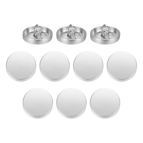 HARFINGTON 10 Stück flache Metallknöpfe, 15 mm, rund, Metall-Nähknöpfe, Legierung, Schaft, Ersatzknöpfe für Männer und Frauen, Anzug, Wolle, Mantel, Hemd, Jacke, Hose, Nähen, Handwerk, Nebel Silber HARFINGTON 10 Stück flache Metallknöpfe, 15 mm, rund, Metall-Nähknöpfe, Legierung, Schaft, Ersatzknöpfe für Männer und Frauen, Anzug, Wolle, Mantel, Hemd, Jacke, Hose, Nähen, Handwerk, Nebel Silber von HARFINGTON