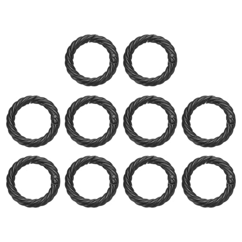 HARFINGTON 10 x Feder-O-Ringe, 1,9 cm, rund, Metall-Karabinerhaken, Kreis, schwarz, Schlüsselanhänger, Schlüsselanhänger für Taschen, Handtaschen, Geldbörsen, Schlüsselanhänger HARFINGTON 10 x Feder-O-Ringe, 1,9 cm, rund, Metall-Karabinerhaken, Kreis, schwarz, Schlüsselanhänger, Schlüsselanhänger für Taschen, Handtaschen, Geldbörsen, Schlüsselanhänger von HARFINGTON