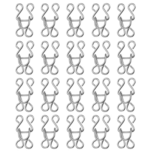 HARFINGTON 100 Set Nähhaken und Ösen, 22 mm, 4# Haken- und Ösenverschlüsse, Verschluss für Kleidung, BH, Hosen, Rock, DIY, Handwerk, silberfarben von HARFINGTON