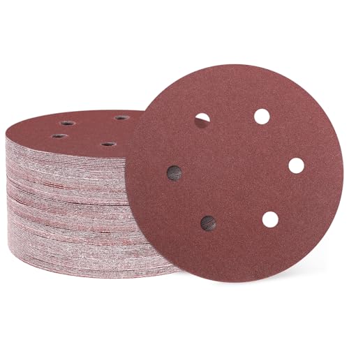 HARFINGTON 100 Stück 15,2 cm Schleifscheiben, 6 Löcher, Körnung 150, Klett-Schleifpapier, Exzenterschleifer-Pads für Holzbearbeitung, Automobil, Metallpolieren HARFINGTON 100 Stück 15,2 cm Schleifscheiben, 6 Löcher, Körnung 150, Klett-Schleifpapier, Exzenterschleifer-Pads für Holzbearbeitung, Automobil, Metallpolieren von HARFINGTON