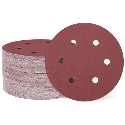 HARFINGTON 100 Stück 15,2 cm Schleifscheiben, 6 Löcher, Körnung 180, Klett-Schleifpapier, Exzenterschleifer-Pads für Holzbearbeitung, Automobil, Metallpolieren HARFINGTON 100 Stück 15,2 cm Schleifscheiben, 6 Löcher, Körnung 180, Klett-Schleifpapier, Exzenterschleifer-Pads für Holzbearbeitung, Automobil, Metallpolieren von HARFINGTON