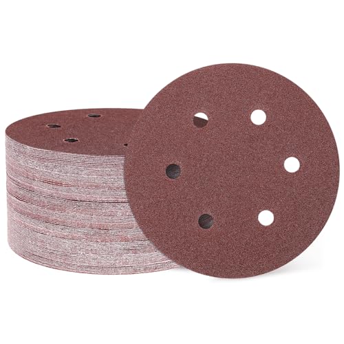 HARFINGTON 100 Stück 15,2 cm Schleifscheiben, 6 Löcher, Körnung 60, Klett-Schleifpapier, Exzenterschleifer-Pads für Holzbearbeitung, Automobil, Metallpolieren HARFINGTON 100 Stück 15,2 cm Schleifscheiben, 6 Löcher, Körnung 60, Klett-Schleifpapier, Exzenterschleifer-Pads für Holzbearbeitung, Automobil, Metallpolieren von HARFINGTON