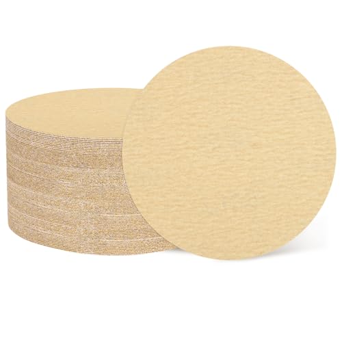 HARFINGTON 100 Stück 15,2 cm Schleifscheiben, Körnung 180, Klett-Schleifpapier, Aluminiumoxid, rundes Schleifpapier für Holzbearbeitung, Automobil, Metallpolieren, Gelb, 100 Stück von HARFINGTON