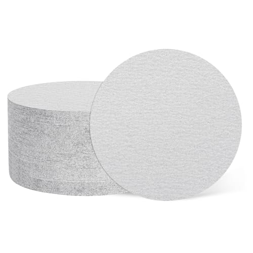 HARFINGTON 100 Stück 15,2 cm Schleifscheiben, Körnung 80, Klett-Schleifpapier, Exzenterschleifer-Pads für Holzbearbeitung, Automobil, Metallpolitur, Weiß, 100 Stück von HARFINGTON