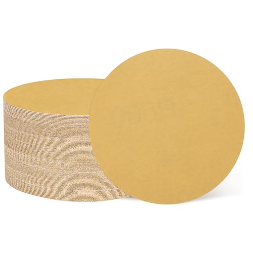 HARFINGTON 100 Stück 5,1 cm Schleifscheiben, Körnung 400, Klett-Schleifpapier, Exzenterschleifer-Pads für Holzbearbeitung, Automobil, Metallpolieren, Gold von HARFINGTON