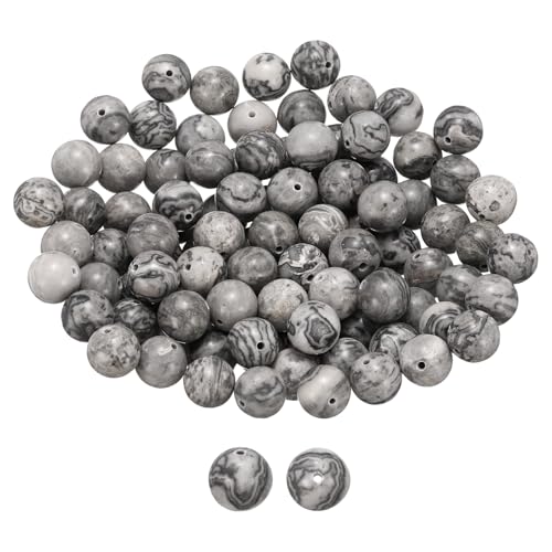 HARFINGTON 100 Stück Natursteinperlen, 10 mm, runde Edelsteine, lose Perlen, echte glatte Kugeln, Perlen für Schmuckherstellung, Armbänder, Halsketten, Ohrringe, DIY HARFINGTON 100 Stück Natursteinperlen, 10 mm, runde Edelsteine, lose Perlen, echte glatte Kugeln, Perlen für Schmuckherstellung, Armbänder, Halsketten, Ohrringe, DIY von HARFINGTON