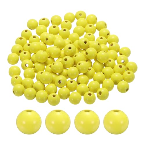 HARFINGTON 100 Stück gelbe Holzperlen, 16 mm, 3,3 mm großes Loch, runde Holzperlen, lose Abstandshalter, Perlen für Schmuckherstellung, Halsketten, Armbänder, Basteln, Makramee, handgefertigte HARFINGTON 100 Stück gelbe Holzperlen, 16 mm, 3,3 mm großes Loch, runde Holzperlen, lose Abstandshalter, Perlen für Schmuckherstellung, Halsketten, Armbänder, Basteln, Makramee, handgefertigte von HARFINGTON