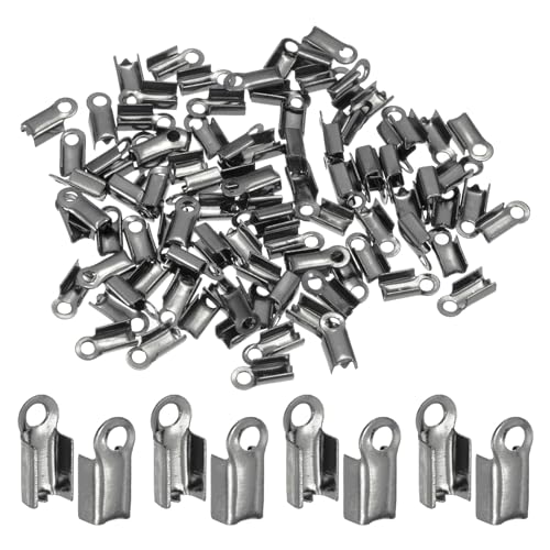 HARFINGTON 100 Stück umklappbare Kordelenden 3 mm Messing Crimp Cap Verschluss Spitzen für DIY Lederband Handwerk Herstellung, Schwarz HARFINGTON 100 Stück umklappbare Kordelenden 3 mm Messing Crimp Cap Verschluss Spitzen für DIY Lederband Handwerk Herstellung, Schwarz von HARFINGTON