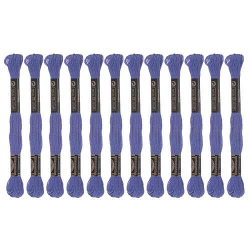HARFINGTON 12 Knäuel Stickgarn, 8 m, ägyptische Langstapel-Baumwolle, Kreuzstichgarn zum Nähen, DIY, Armband, Garn und Handwerk, Mittelblau-Violett (6032) von HARFINGTON