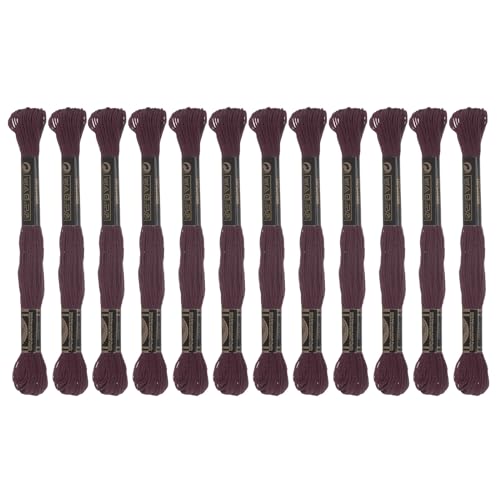 HARFINGTON 12 Knäuel Stickgarn, ägyptische Langstapel-Baumwolle, Kreuzstichgarn zum Nähen, DIY, Armband, Garn, Schnur und Handwerk, Dunkelbraun (6009) von HARFINGTON