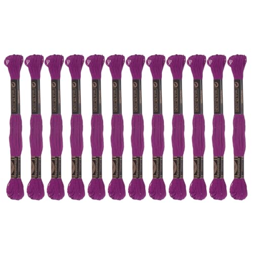 HARFINGTON 12 Knäuel Stickgarn, ägyptische Langstapel-Baumwolle, Kreuzstichgarn zum Nähen, DIY, Armband, Garn und Handwerk, Violett Rot (6035) von HARFINGTON