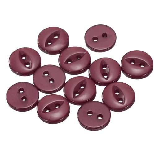 HARFINGTON 12 Stück 16L dunkelrote runde Nähknöpfe, 10 mm, Kunstharz, 2 Löcher, Fischaugen-Bastelknöpfe für Bastelarbeiten, Hosen, Kleid, Rock, Kleidung, Verschlussknöpfe von HARFINGTON
