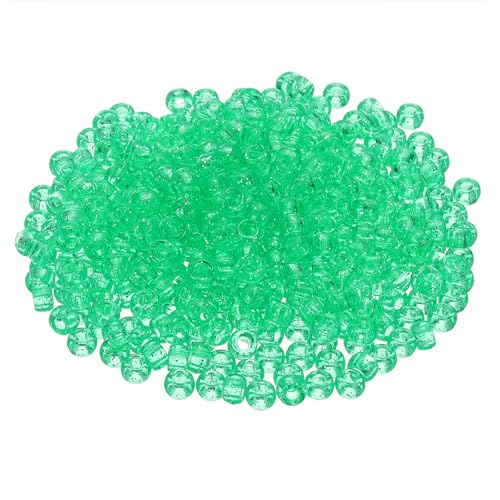 HARFINGTON 1200 Stück grüne Pony-Perlen, 6 x 9 mm, Acryl, Bulk-Kunststoffperlen für Halskette, Schlüsselanhänger, Schmuckherstellung, Ohrringe, Haarflechten, glitzernd, Grün von HARFINGTON