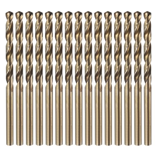 HARFINGTON 15-teiliges M35 Kobalt-Spiralbohrer-Set, 4,1 mm Durchmesser, Hochgeschwindigkeitsstahl, metrische Bohrer, 75 mm Gesamtlänge zum Bohren, Schneiden durch Hartmetalle, Edelstahl von HARFINGTON