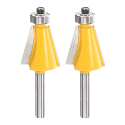 HARFINGTON 2 Stück 15-Grad-Fasenfräser-Bit, 1/4-Zoll-Schaft, 2,5 cm Schnittlänge, Hartmetallspitze mit Lager für Holzbearbeitung, Fräswerkzeug, Gelb HARFINGTON 2 Stück 15-Grad-Fasenfräser-Bit, 1/4-Zoll-Schaft, 2,5 cm Schnittlänge, Hartmetallspitze mit Lager für Holzbearbeitung, Fräswerkzeug, Gelb von HARFINGTON