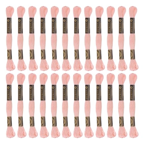 HARFINGTON 2 x 12 Knäuel Stickgarn, 8 m, ägyptische Langstapel-Baumwolle, Kreuzstichgarn zum Nähen, DIY, Armband, Garn und Handwerk, Blütenblattfarbe (6020) von HARFINGTON