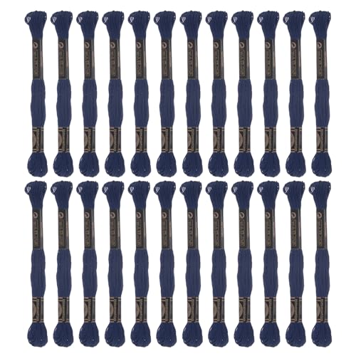 HARFINGTON 2 x 12 Knäuel Stickgarn, ägyptische Langstapel-Baumwolle, Kreuzstichgarn zum Nähen, DIY, Armband, Garn, Schnur und Handwerk, Blau / Schwarz (6823) von HARFINGTON