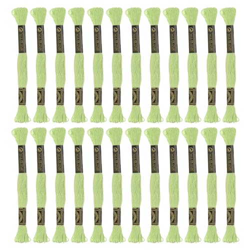 HARFINGTON 2 x 12 Knäuel Stickgarn, ägyptische Langstapel-Baumwolle, Kreuzstichgarn zum Nähen, DIY, Armband, Garn, Schnur und Handwerk, Hellgrün (6014) von HARFINGTON