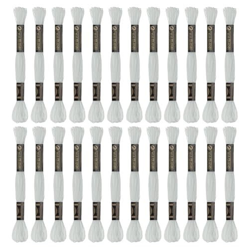 HARFINGTON 2 x 12 Knäuel Stickgarn, ägyptische Langstapel-Baumwolle, Kreuzstichgarn zum Nähen, DIY, Armband, Garn und Handwerk, Mint-Creme (6001) von HARFINGTON