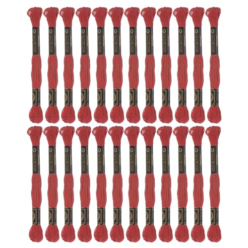 HARFINGTON 2 x 12 Knäuel Stickgarn, ägyptische Langstapel-Baumwolle, Kreuzstichgarn zum Nähen, DIY, Armband, Garn und Handwerk, Tomatensauce (6022) von HARFINGTON