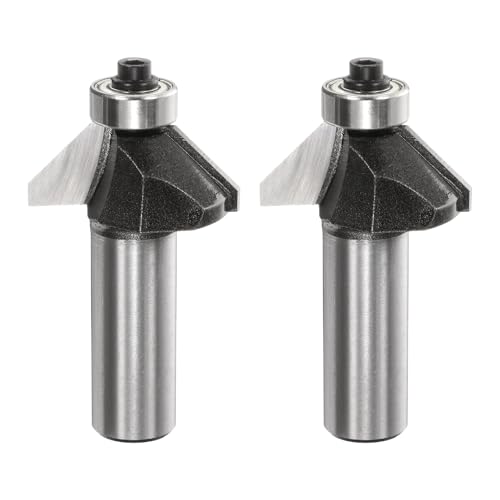 HARFINGTON 2 x 45-Grad-Fasenfräser-Bit, 1,27 cm Schaft, 1,27 cm Schneide, Hartmetallspitze mit Lager für Holzbearbeitung, Fräswerkzeug, Grau HARFINGTON 2 x 45-Grad-Fasenfräser-Bit, 1,27 cm Schaft, 1,27 cm Schneide, Hartmetallspitze mit Lager für Holzbearbeitung, Fräswerkzeug, Grau von HARFINGTON