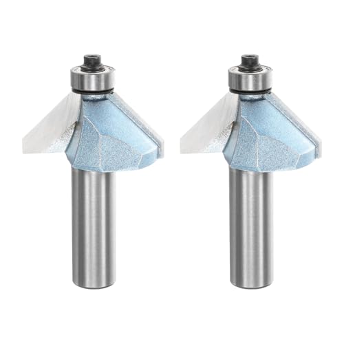 HARFINGTON 2 x 45-Grad-Fasenfräser-Bit, 1,27 cm Schaft, 2,2 cm Schneide, Hartmetallspitze mit Lager für Holzbearbeitung, Fräswerkzeug, Blau HARFINGTON 2 x 45-Grad-Fasenfräser-Bit, 1,27 cm Schaft, 2,2 cm Schneide, Hartmetallspitze mit Lager für Holzbearbeitung, Fräswerkzeug, Blau von HARFINGTON