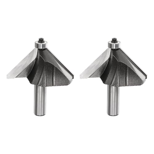 HARFINGTON 2 x 45-Grad-Fasenfräser-Bit, 1,27 cm Schaft, 3,8 cm Schneidkante, Hartmetallspitze mit Lager für Holzbearbeitung, Fräswerkzeug, Grau HARFINGTON 2 x 45-Grad-Fasenfräser-Bit, 1,27 cm Schaft, 3,8 cm Schneidkante, Hartmetallspitze mit Lager für Holzbearbeitung, Fräswerkzeug, Grau von HARFINGTON