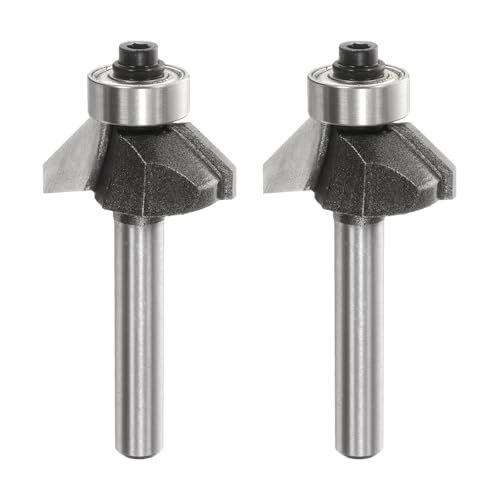 HARFINGTON 2 x 45-Grad-Fasenfräser-Bit, 1/4-Zoll-Schaft, 5/16-Zoll-Schneidkante, Hartmetallspitze mit Lager für Holzbearbeitung, Fräswerkzeug, Grau HARFINGTON 2 x 45-Grad-Fasenfräser-Bit, 1/4-Zoll-Schaft, 5/16-Zoll-Schneidkante, Hartmetallspitze mit Lager für Holzbearbeitung, Fräswerkzeug, Grau von HARFINGTON