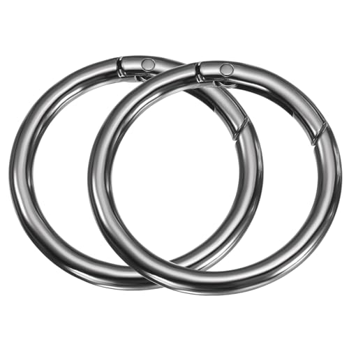HARFINGTON 2 x Metall-O-Ringe, 3,8 cm, Triggerfeder-Schlüsselanhänger, Schnalle, runder Schnappclip für DIY-Schlüsselanhänger, Tasche, Geldbörse, Handtasche, Schwarz HARFINGTON 2 x Metall-O-Ringe, 3,8 cm, Triggerfeder-Schlüsselanhänger, Schnalle, runder Schnappclip für DIY-Schlüsselanhänger, Tasche, Geldbörse, Handtasche, Schwarz von HARFINGTON