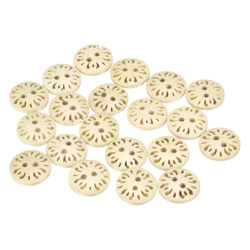 HARFINGTON 20 Stück 2-Loch-Blumen-Nähknöpfe, 15 mm, handgefertigter Holzersatz, runde Knöpfe für Kleidung, Dekoration, DIY-Zubehör, Holzfarbe HARFINGTON 20 Stück 2-Loch-Blumen-Nähknöpfe, 15 mm, handgefertigter Holzersatz, runde Knöpfe für Kleidung, Dekoration, DIY-Zubehör, Holzfarbe von HARFINGTON