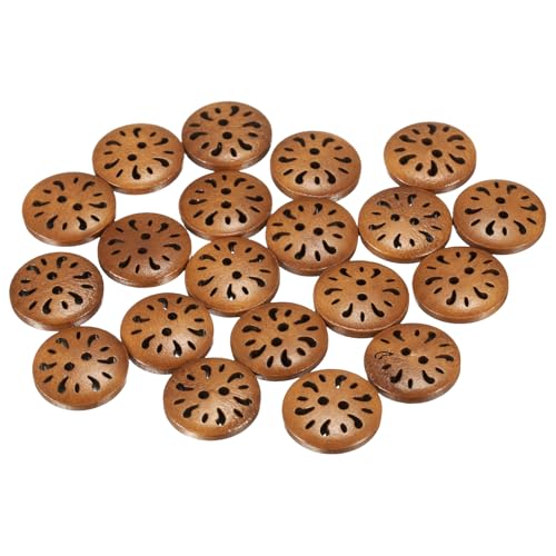 HARFINGTON 20 Stück 2-Loch-Blumen-Nähknöpfe, 15 mm, handgefertigtes Holz, Ersatz für Kleidung, Dekoration, DIY-Zubehör, mittelbraun HARFINGTON 20 Stück 2-Loch-Blumen-Nähknöpfe, 15 mm, handgefertigtes Holz, Ersatz für Kleidung, Dekoration, DIY-Zubehör, mittelbraun von HARFINGTON