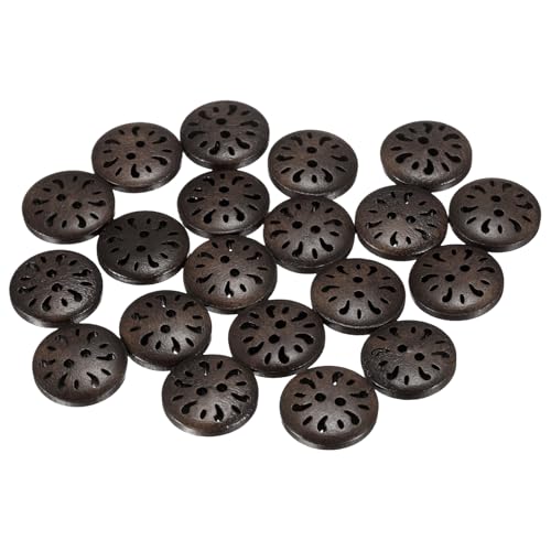 HARFINGTON 20 Stück 2-Loch-Blumen-Nähknöpfe, 15 mm, handgefertigtes Holz, Ersatzknöpfe für Kleidung, Dekoration, DIY-Zubehör, Dunkelbraun HARFINGTON 20 Stück 2-Loch-Blumen-Nähknöpfe, 15 mm, handgefertigtes Holz, Ersatzknöpfe für Kleidung, Dekoration, DIY-Zubehör, Dunkelbraun von HARFINGTON