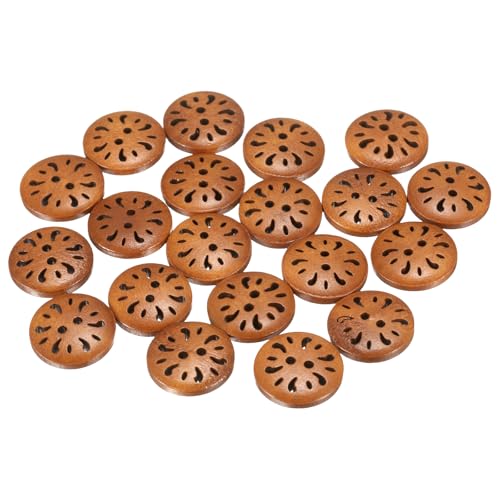 HARFINGTON 20 Stück 2-Loch-Blumen-Nähknöpfe, 15 mm, handgefertigtes Holz, Ersatzknöpfe für Kleidung, Dekoration, DIY-Zubehör, Hellbraun HARFINGTON 20 Stück 2-Loch-Blumen-Nähknöpfe, 15 mm, handgefertigtes Holz, Ersatzknöpfe für Kleidung, Dekoration, DIY-Zubehör, Hellbraun von HARFINGTON