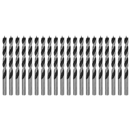 HARFINGTON 20 Stück Brad Point Bohrer 6 mm Durchmesser gerader Rundschaft Bohrer metrische Brad Point 6,1 cm Bohrtiefe Spiralbohrer für Tischler Holzbearbeitung Kunststoff Gummi von HARFINGTON